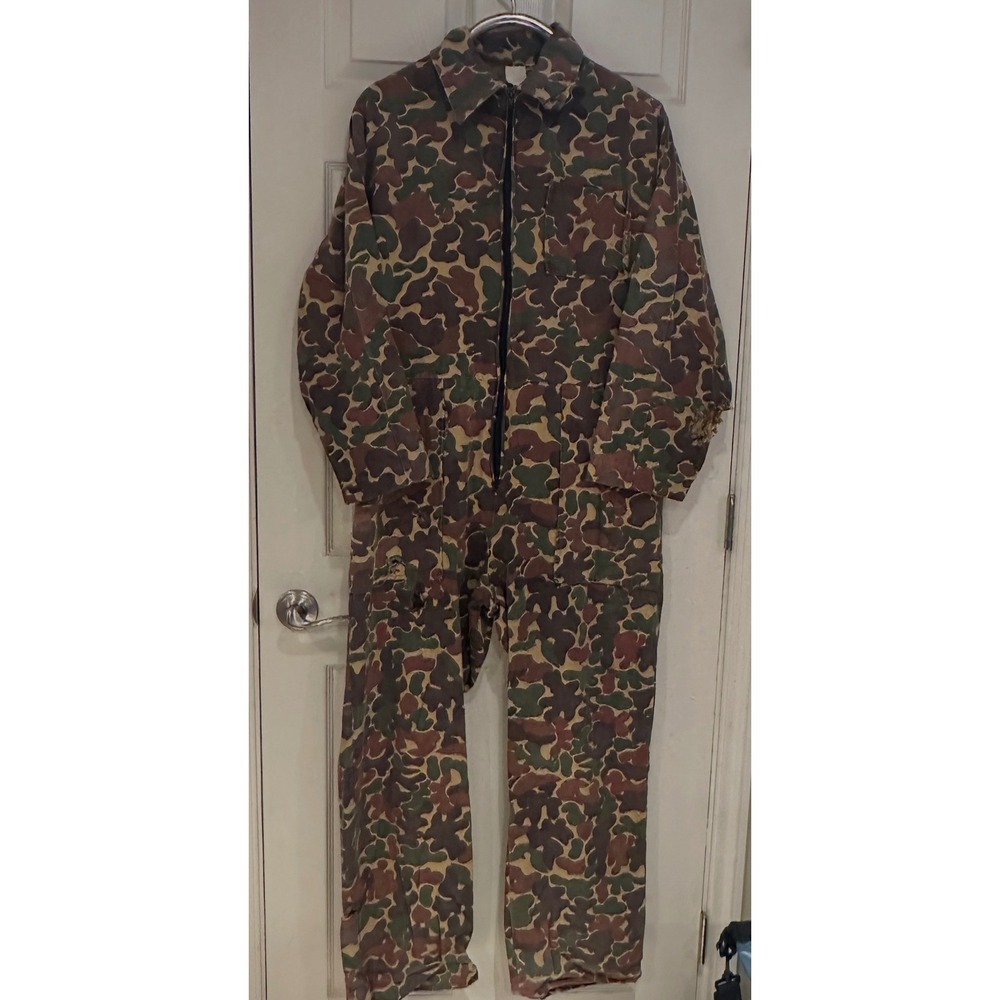 Vintage Game Winner Sportswear Duck Hunter Camo Coveralls Mens Distressed 42x44